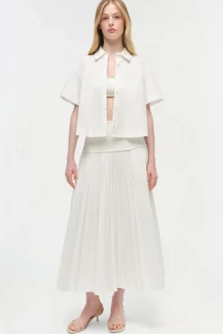 Women Simkhai Bernie Cotton Pleated Shirt