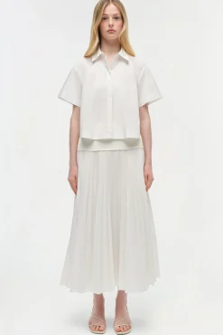 Women Simkhai Bernie Cotton Pleated Shirt