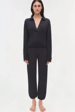Women Simkhai Cotton Cashmere Long Sleeve Polo