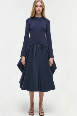 Women Simkhai Kenlie Taffeta Knit Midi Dress