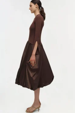 Women Simkhai Kenlie Taffeta Knit Midi Dress