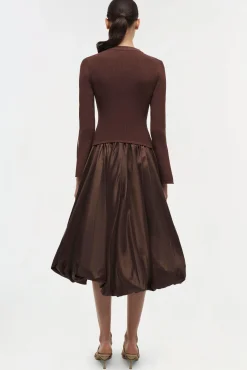 Women Simkhai Kenlie Taffeta Knit Midi Dress