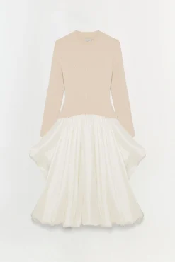 Women Simkhai Kenlie Taffeta Knit Midi Dress