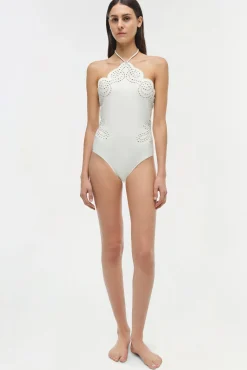 Women Simkhai Nicolette Halter Embroidered Swimsuit
