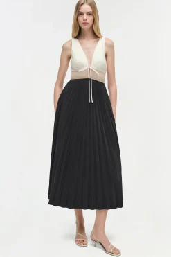 Women Simkhai Stephanie Pleated Poplin Midi Dress