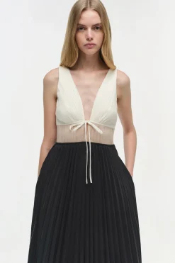Women Simkhai Stephanie Pleated Poplin Midi Dress