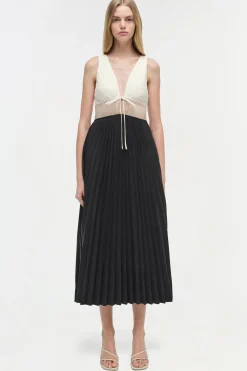 Women Simkhai Stephanie Pleated Poplin Midi Dress